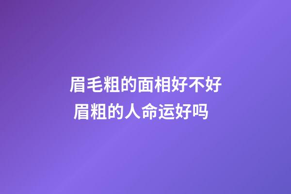 眉毛粗的面相好不好 眉粗的人命运好吗